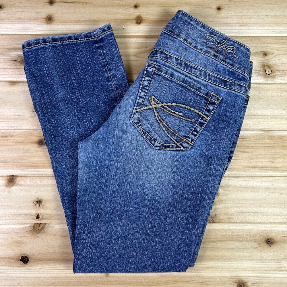 Silver Jeans Womens 28 Suki Capri Low Rise Cropped Denim Blue Jeans - Picture 2 of 13